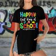 Funny Happy Last Day Of School Hello Summer Multicolored Women's Short Sleeves T-shirt With Hem Split