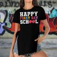 Happy First Day Of School Back To School Teachers Kids Women's Short Sleeves T-shirt With Hem Split