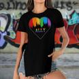 Hearts Lgbt Equality Love Lgbtq Rainbow Flag Gay Pride Ally Women's Short Sleeves T-shirt With Hem Split