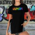 Human Lgbt Rainbow Flag Gay Pride Month Transgender Women's Short Sleeves T-shirt With Hem Split