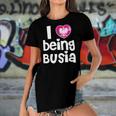 I Love Being Busia Polish Grandmother Gift Women's Short Sleeves T-shirt With Hem Split