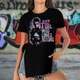 Just A Girl Who Loves Boxing Ink Splatter Women's Short Sleeves T-shirt With Hem Split