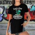 Just A Girl Who Loves Dragons And Books Reading Dragon Women's Short Sleeves T-shirt With Hem Split