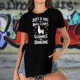 Just A Girl Who Loves Llamas And Dancing Gift Women Women's Short Sleeves T-shirt With Hem Split