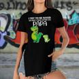 Kids I Try To Be Good But I Take After My Papa Dinosaur Women's Short Sleeves T-shirt With Hem Split