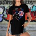 Patriotic Caregiver Sunflower 4Th Of July American Flag Love Women's Short Sleeves T-shirt With Hem Split