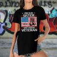 Proud Sister Of Vietnam Veteran Patriotic Usa Flag Military Women's Short Sleeves T-shirt With Hem Split