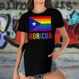 Puerto Rico Boricua Gay Pride Lgbt Rainbow Wepa Women's Short Sleeves T-shirt With Hem Split