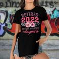 Retired 2022 Retirement Gifts For Women 2022 Cute Pink Women's Short Sleeves T-shirt With Hem Split