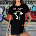 Womens Cute Pregnant Af Funny Rainbow Expecting Tee Women's Short Sleeves T-shirt With Hem Split