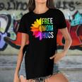 Womens Free Mom Hugs Gay Pride Lgbt Daisy Rainbow Flower Hippie Women's Short Sleeves T-shirt With Hem Split
