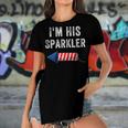 Womens Im His Sparkler His And Her 4Th Of July Matching Couples Women's Short Sleeves T-shirt With Hem Split