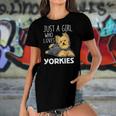 Womens Just A Girl Who Loves Yorkies Funny Yorkshire Terrier Gift Women's Short Sleeves T-shirt With Hem Split