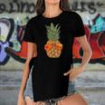 Womens Pineapple Shades Aloha Hawaii Tropical Beach Vintage Women's Short Sleeves T-shirt With Hem Split