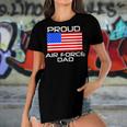 Womens Proud Air Force Dad Us Veterans 4Th Of July American Flag Women's Short Sleeves T-shirt With Hem Split