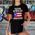 Womens Taino African Spanish Puerto Rico Flag Taina Boricua Boriken Women's Short Sleeves T-shirt With Hem Split