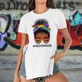 Black Women Free Mom Hugs Messy Bun Lgbtq Lgbt Pride Month Women's Short Sleeves T-shirt With Hem Split