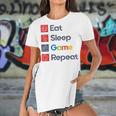 Eat Sleep Game Repeat Women's Short Sleeves T-shirt With Hem Split