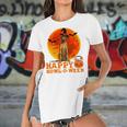 Funny Rhodesian Ridgeback Dog Halloween Happy Howl-O-Ween Women's Short Sleeves T-shirt With Hem Split