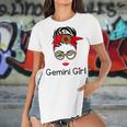 Gemini Girl Leopard Sunflower Zodiac Birthday Girl Women's Short Sleeves T-shirt With Hem Split