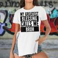 My Greatest Blessing Calls Me Bruh Vintage Mothers Day Women's Short Sleeves T-shirt With Hem Split