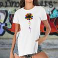 Rainbow Sunflower Love Is Love Lgbt Gay Lesbian Pride Women's Short Sleeves T-shirt With Hem Split