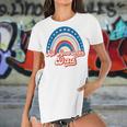 Us Flag Rainbow All American Dad 4Th Of July Mothers Day Women's Short Sleeves T-shirt With Hem Split