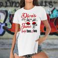Womens Divas Are Born On June 30Th Cancer Girl Astrology June Queen V Neck Women's Short Sleeves T-shirt With Hem Split