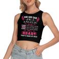 Angelic Name Gift And God Said Let There Be Angelic Women's Sleeveless Bow Backless Hollow Crop Top