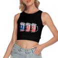 Beer American Flag 4Th Of July Independence Day Women's Sleeveless Bow Backless Hollow Crop Top