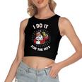 I Do It For The Hos Santa Claus Beer Women's Sleeveless Bow Backless Hollow Crop Top