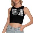 Mens Dad Beer Coach & Freedom Hockey Us Flag 4Th Of July Women's Sleeveless Bow Backless Hollow Crop Top