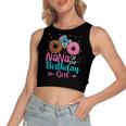 Nana Of The Birthday Girl Donut Party Family Matching Women's Sleeveless Bow Backless Hollow Crop Top