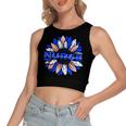 Nurses American Flag Sunflowers Happy 4Th Of July Day Women's Sleeveless Bow Backless Hollow Crop Top