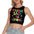 Welcome Back To School Happy First Day 488 Shirt Women's Sleeveless Bow Backless Hollow Crop Top