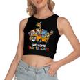 Welcome Back To School Zoo Animal Bus 477 Shirt Women's Sleeveless Bow Backless Hollow Crop Top