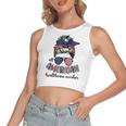 All American Healthcare Worker Nurse 4Th Of July Messy Bun Women's Sleeveless Bow Backless Hollow Crop Top