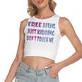 Free Hugs Just Kidding Dont Touch Me 641 Shirt Women's Sleeveless Bow Backless Hollow Crop Top