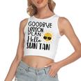 Good Bye School Hello Summer Women's Sleeveless Bow Backless Hollow Crop Top