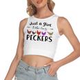 Just A Girl Who Loves Peckers 863 Shirt Women's Sleeveless Bow Backless Hollow Crop Top