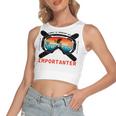 School Is Important But Skiing Is Importanter Women's Sleeveless Bow Backless Hollow Crop Top