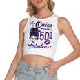 This Queen Makes 50 Look Fabulous 50Th Birthday Messy Bun Women's Sleeveless Bow Backless Hollow Crop Top