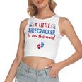 Womens 4Th Of July Pregnancy A Little Firecracker Is On The Way Women's Sleeveless Bow Backless Hollow Crop Top
