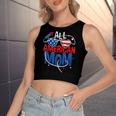 All American Mom 4Th Of July Mothers Women Mommy Family Women's Sleeveless Bow Backless Hollow Crop Top