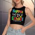 Funny Happy Last Day Of School Hello Summer Multicolored Women's Sleeveless Bow Backless Hollow Crop Top