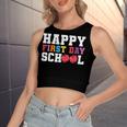 Happy First Day Of School Back To School Teachers Kids Women's Sleeveless Bow Backless Hollow Crop Top
