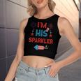 Im His Sparkler 4Th Of July Fireworks Matching Couples Women's Sleeveless Bow Backless Hollow Crop Top