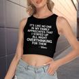 Its Like No One In My Family Mom Quote Tee Women's Sleeveless Bow Backless Hollow Crop Top