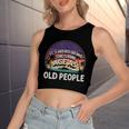 Its Weird Being The Same Age As Old People Funny Vintage Women's Sleeveless Bow Backless Hollow Crop Top