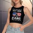 Just Here To Bang And Drink Beer Fourth Of July 4Th Of July Women's Sleeveless Bow Backless Hollow Crop Top